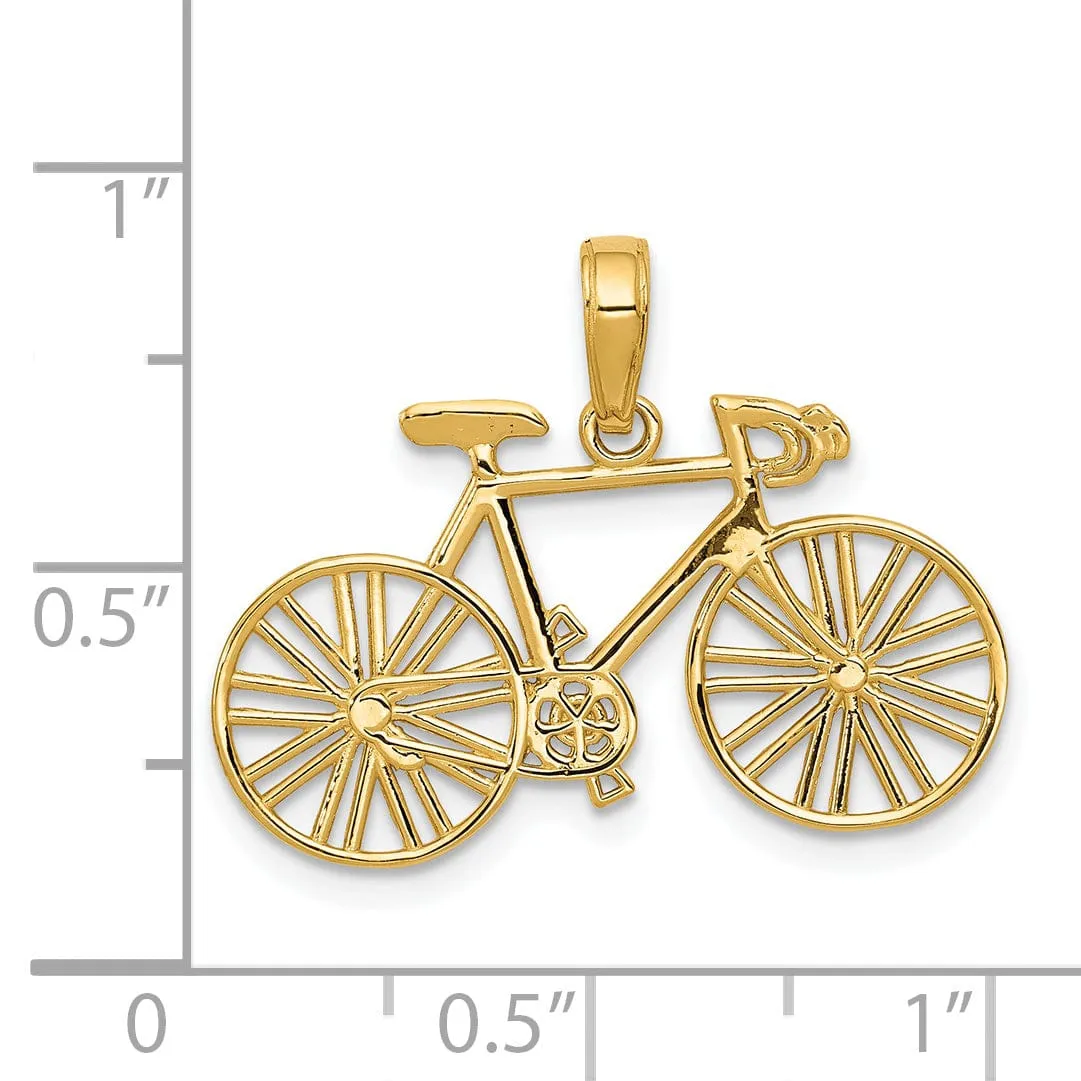 14k Yellow Gold Polished Bicycle Charm