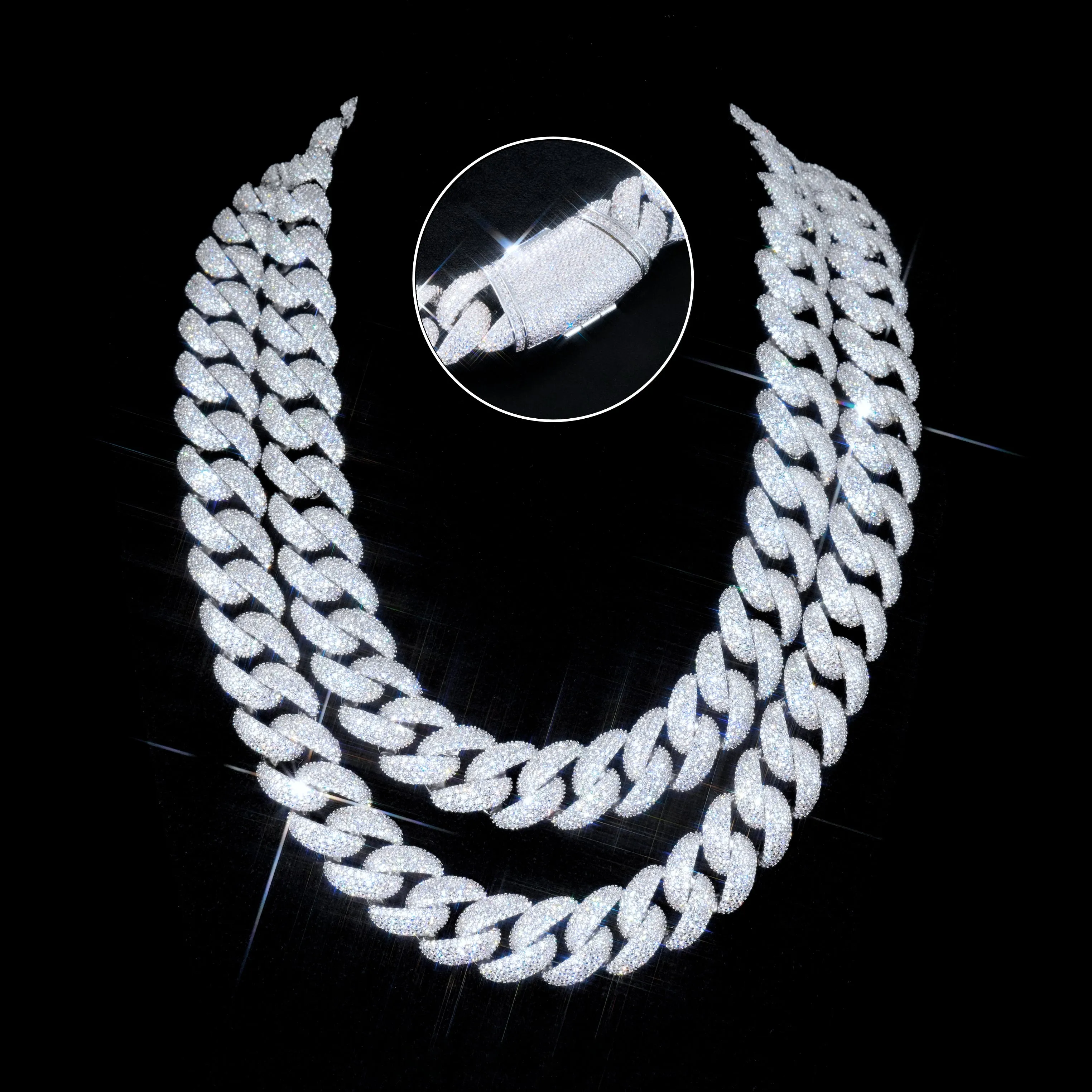 18mm Curved Clasp Bubble Cuban Link Chain