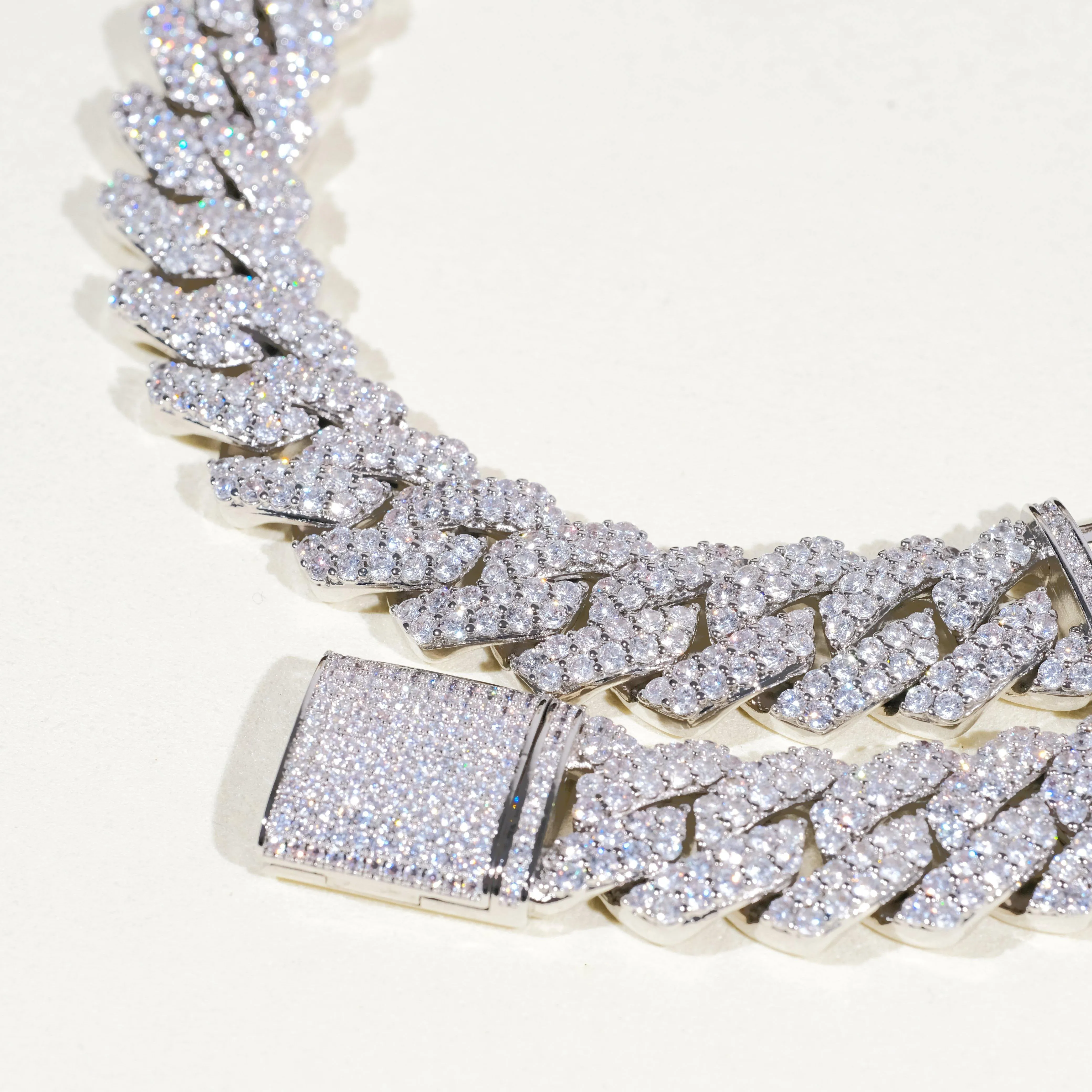 19mm 2-Row Iced Prong Cuban Chain