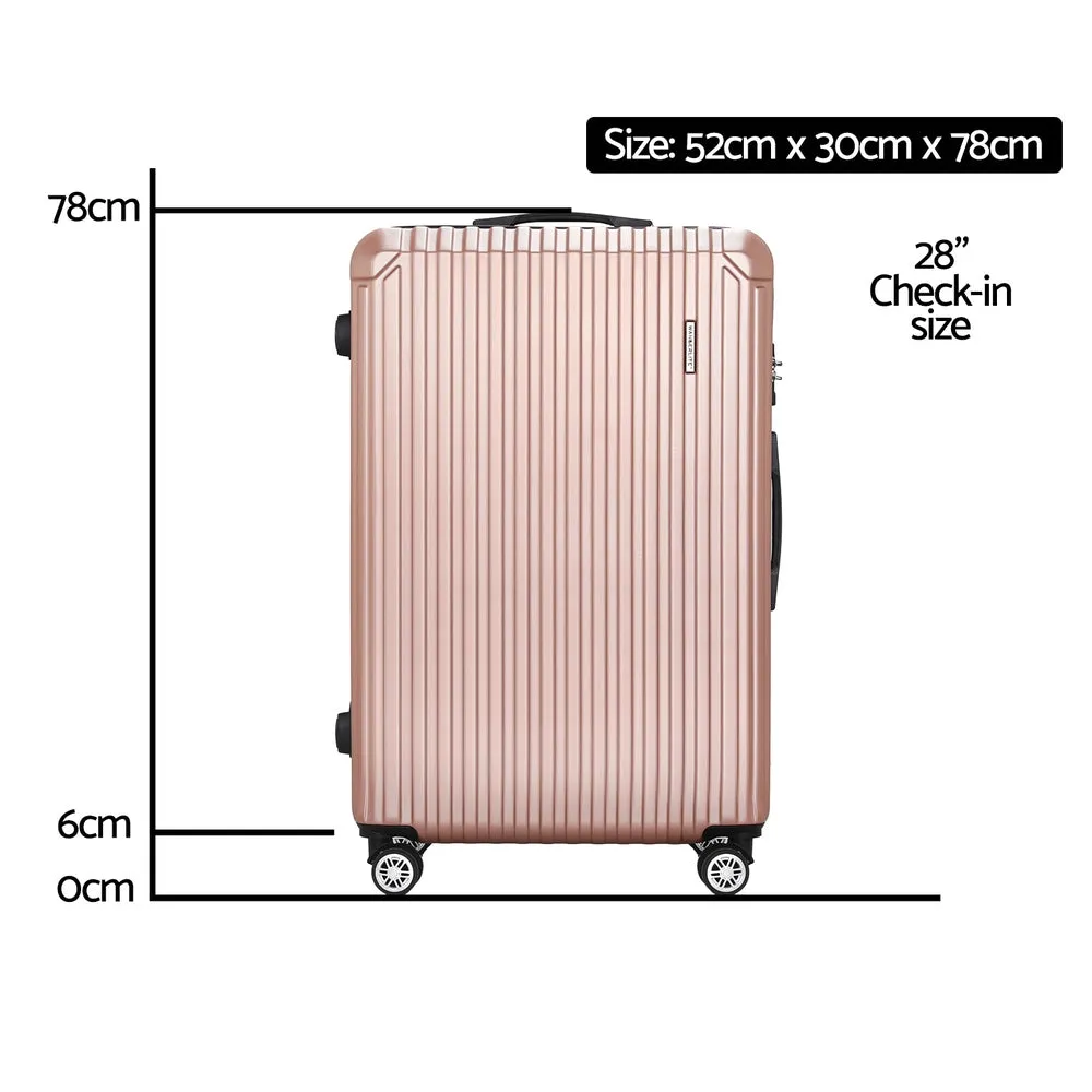 28'' Luggage Travel Suitcase Set TSA Carry On Hard Case - Rose Gold