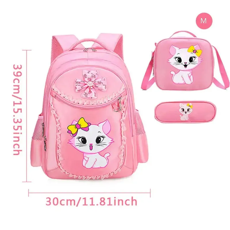 3 Pieces Pink Cat Children Backpack School Bags for girls 4136-1