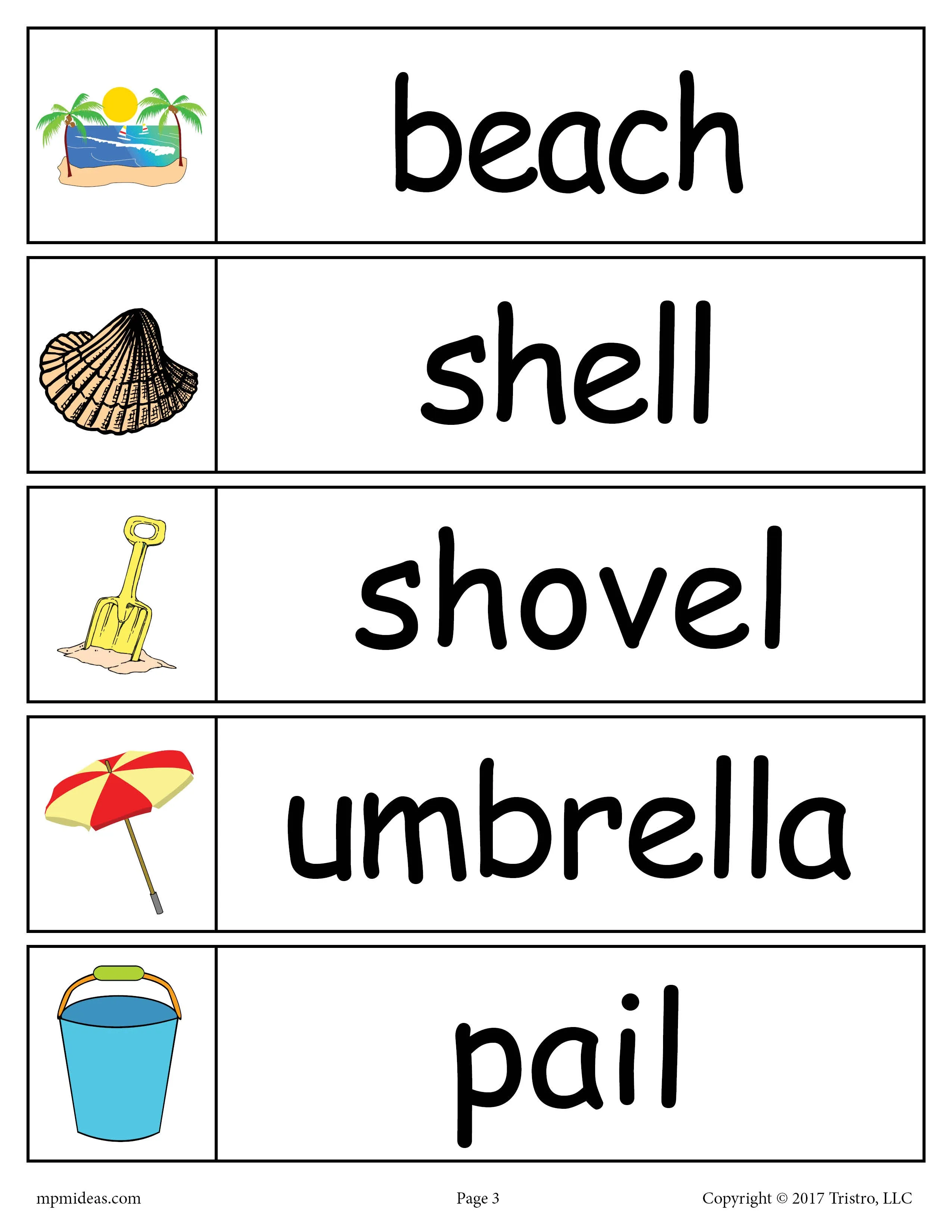 30 Summer Word Wall Words