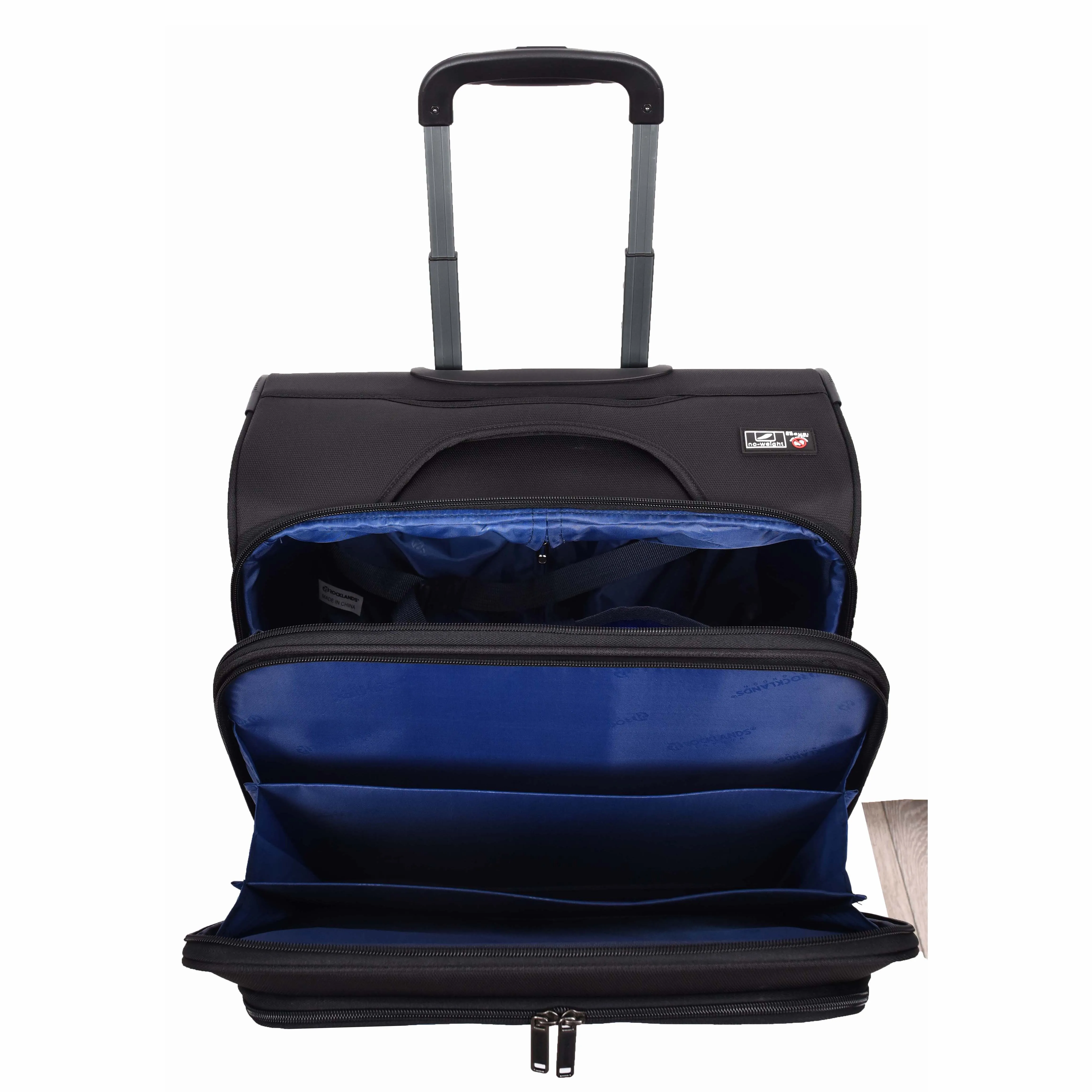 4 Wheel Pilot Case Multiple Compartments Cabin Size Travel Trolley Bag Kite Black