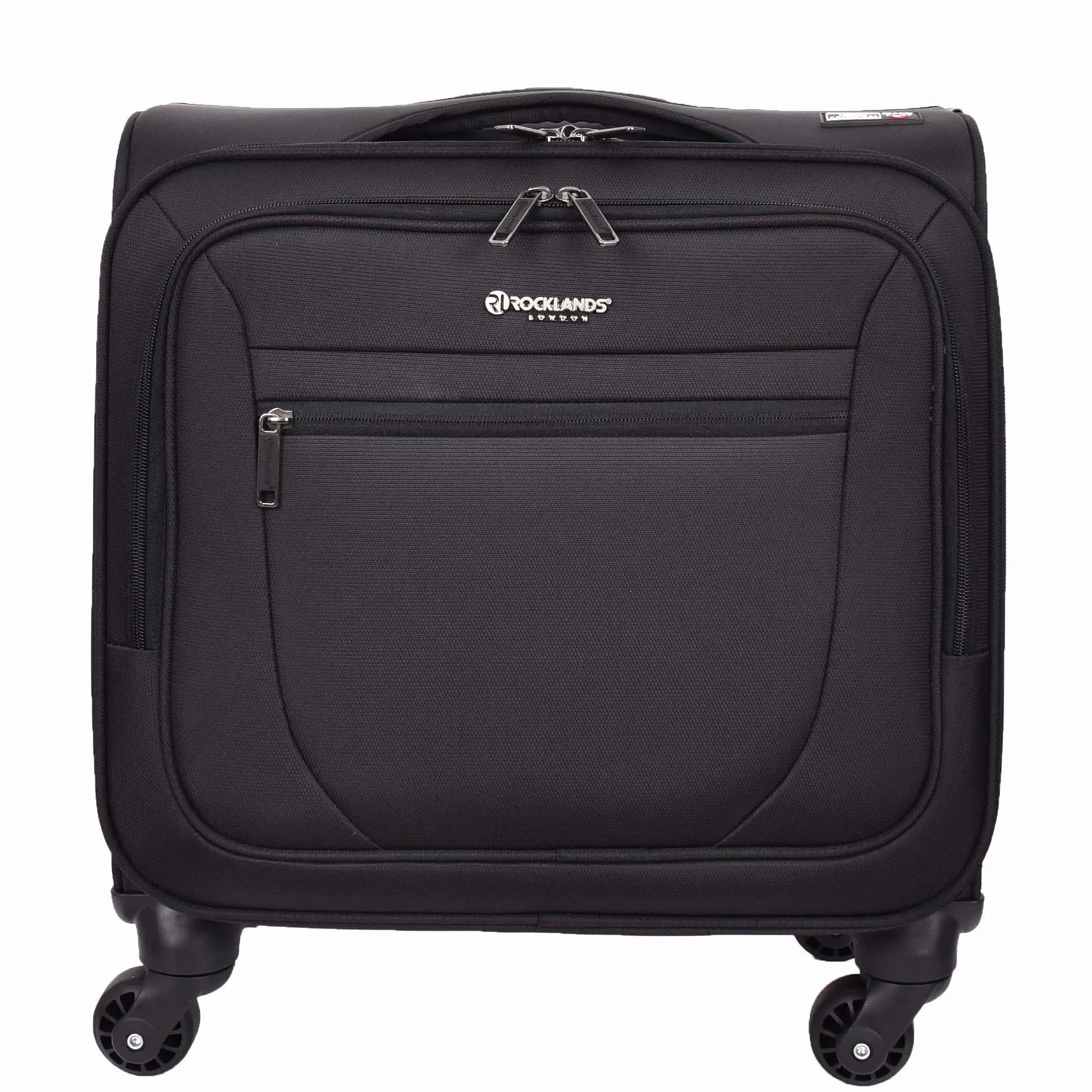 4 Wheel Pilot Case Multiple Compartments Cabin Size Travel Trolley Bag Kite Black