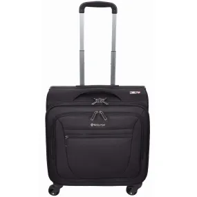 4 Wheel Pilot Case Multiple Compartments Cabin Size Travel Trolley Bag Kite Black