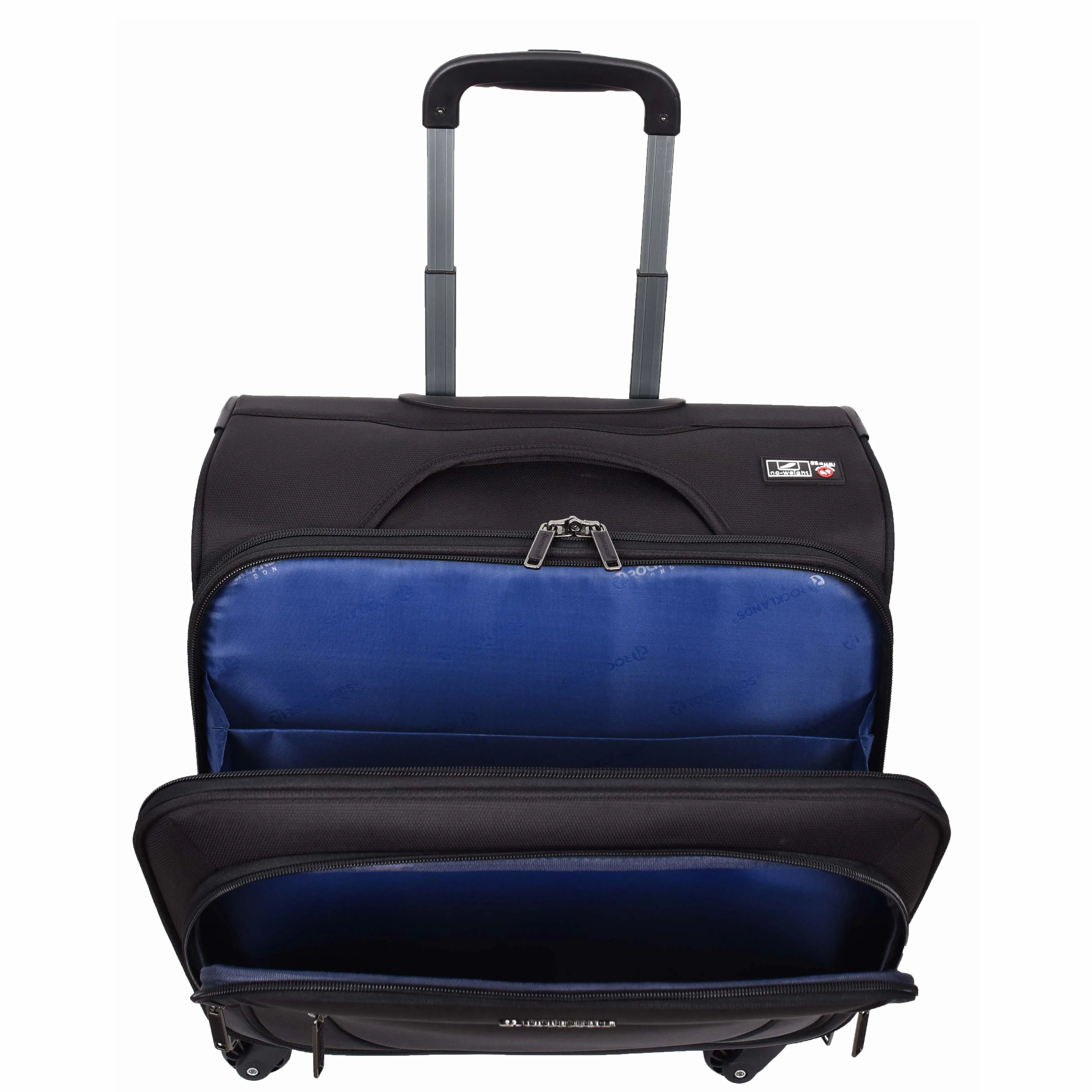 4 Wheel Pilot Case Multiple Compartments Cabin Size Travel Trolley Bag Kite Black