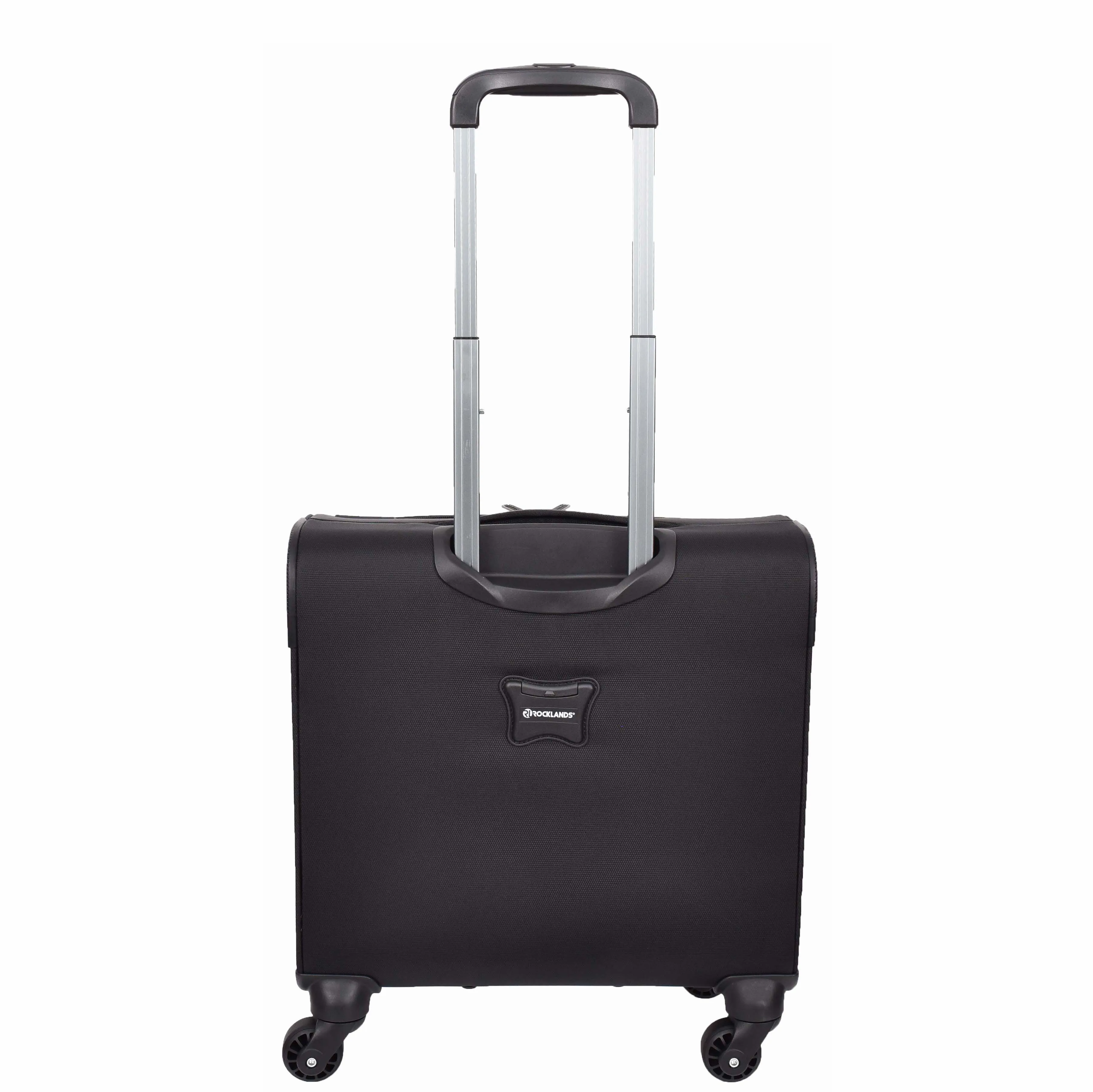 4 Wheel Pilot Case Multiple Compartments Cabin Size Travel Trolley Bag Kite Black