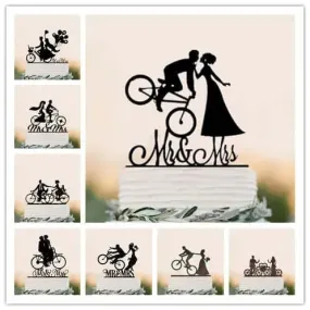 Acrylic Cycling Bicycle Style Wedding Cake Topper