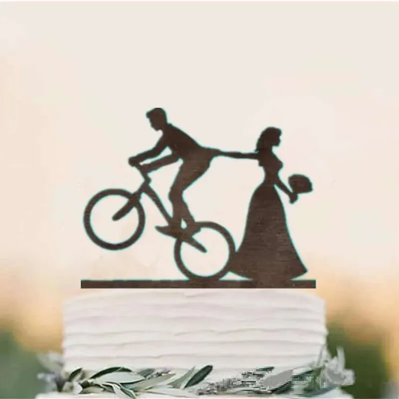 Acrylic Cycling Bicycle Style Wedding Cake Topper