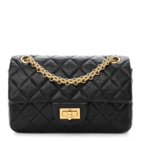 Aged Calfskin Quilted 2.55 Reissue Mini Flap Black