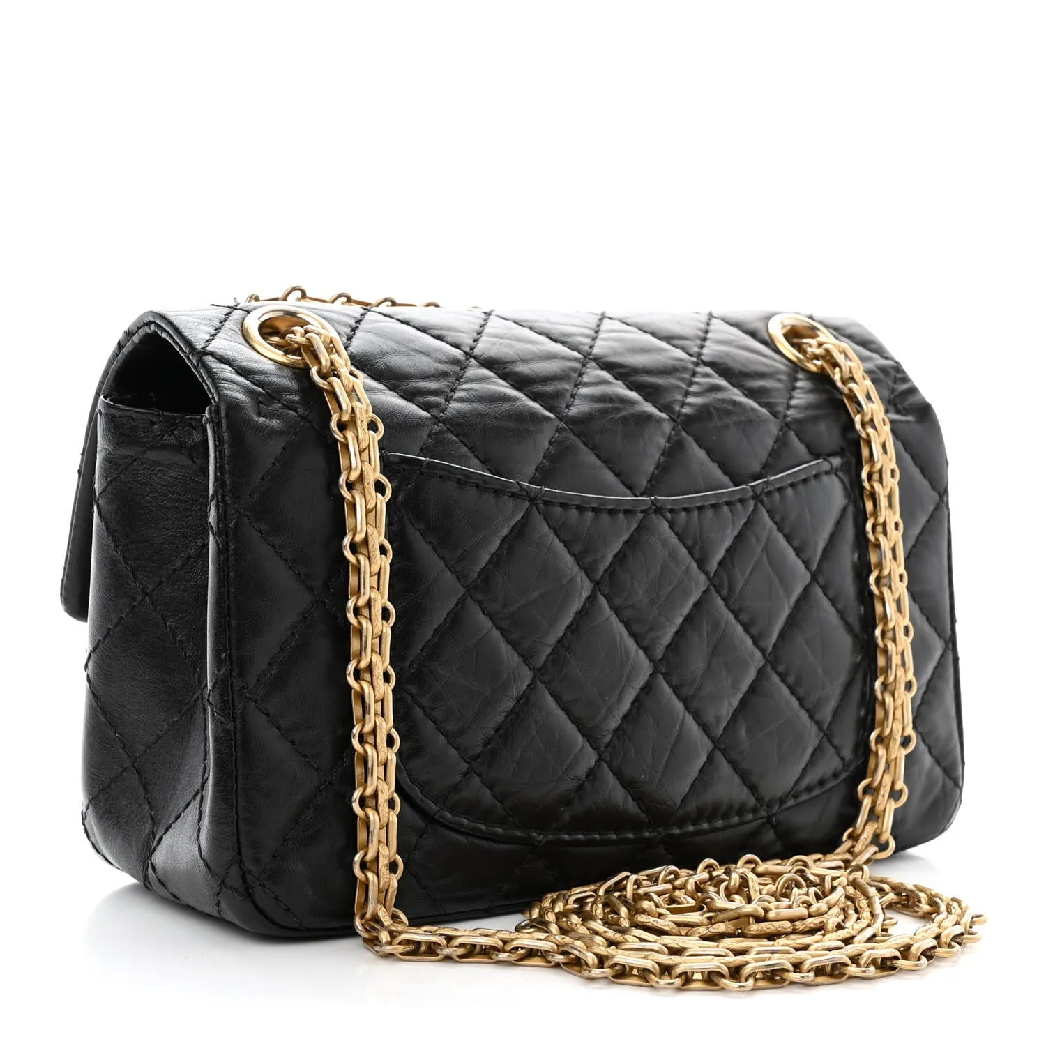 Aged Calfskin Quilted 2.55 Reissue Mini Flap Black