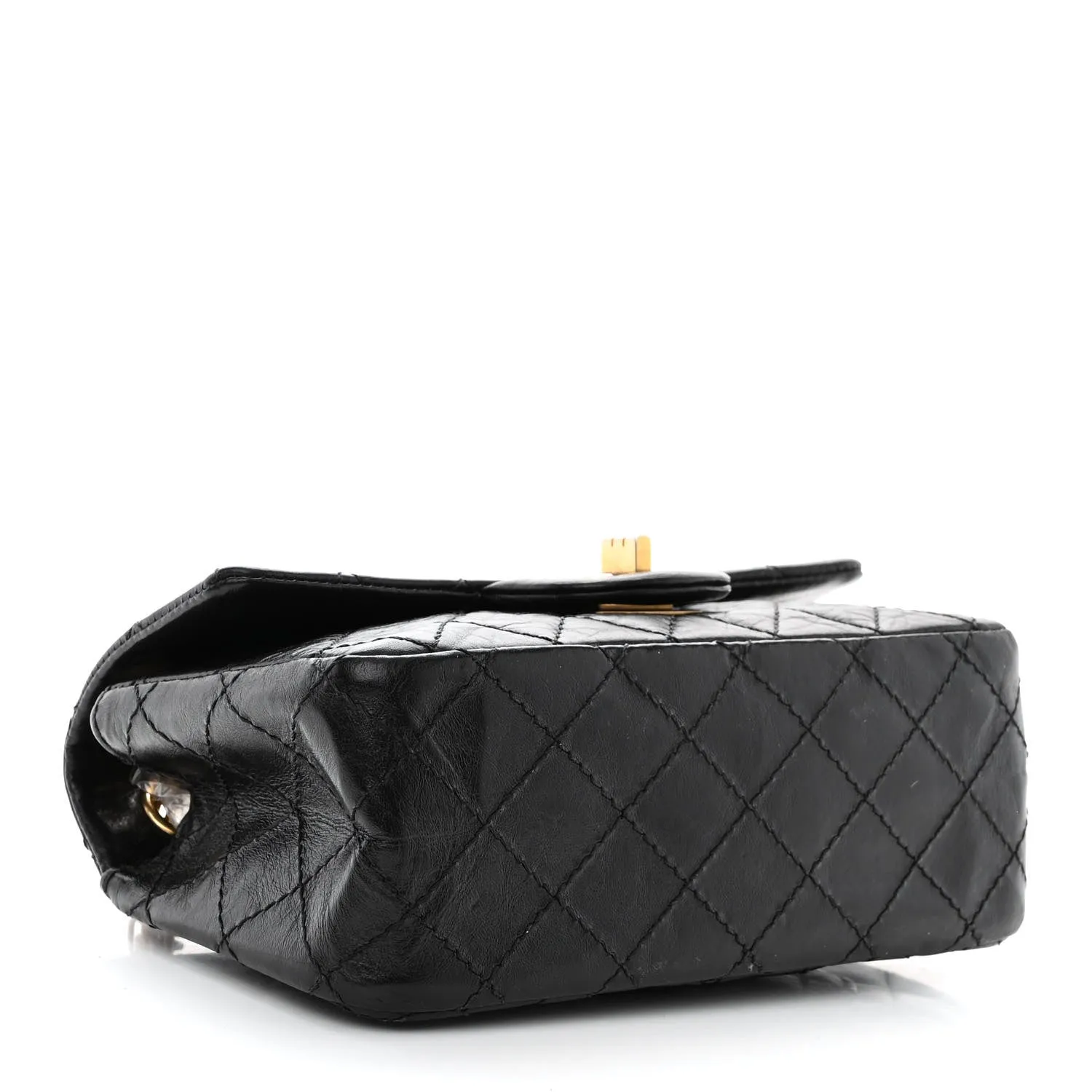 Aged Calfskin Quilted 2.55 Reissue Mini Flap Black