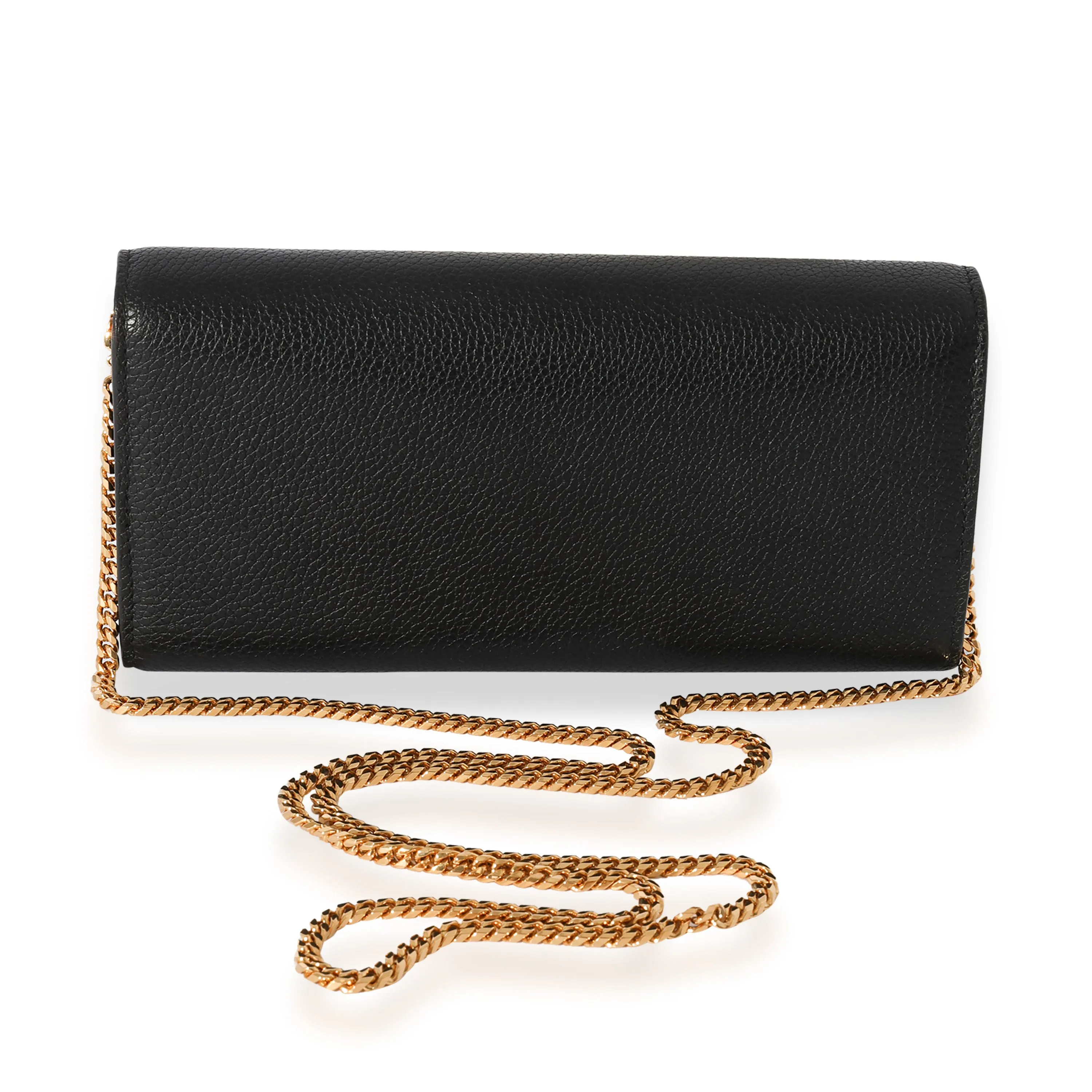 Alexander McQueen Black Pebbled Leather Skull Chain Wallet