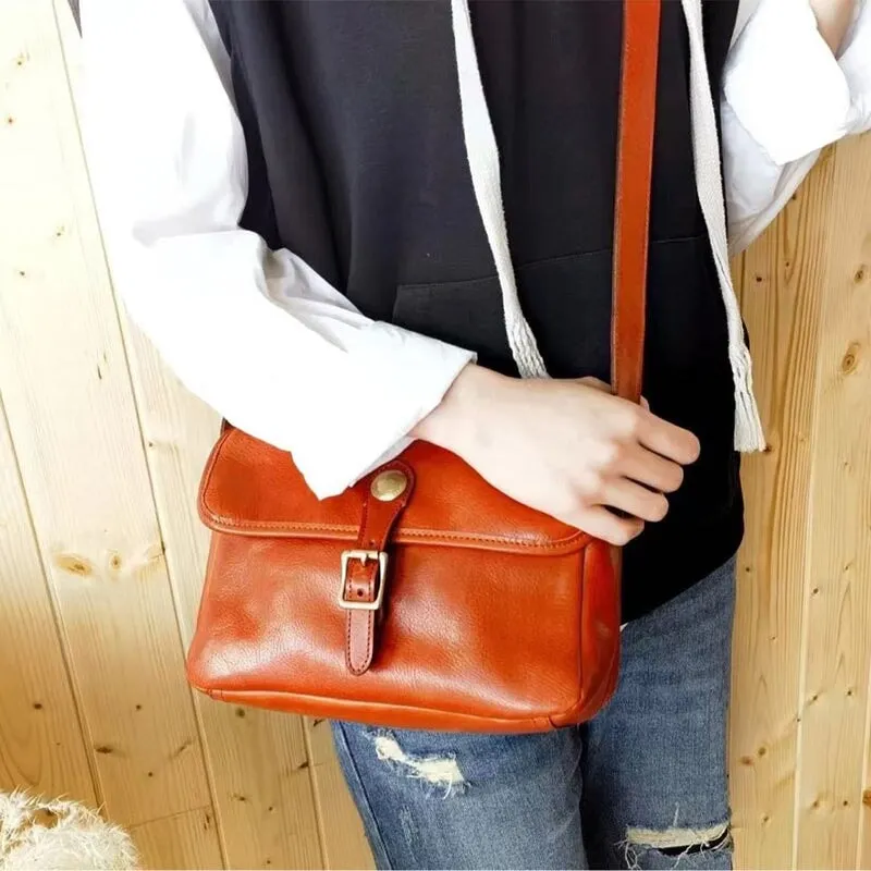 American Vintage Vegetable Tanned Leather Messenger Bag Women's Crossbody Bag