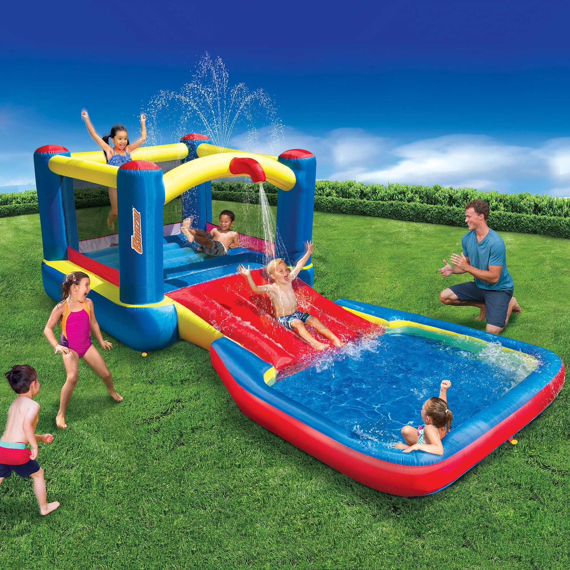 Banzai Bounce N Splash Water Park Aquatic Activity Play Center with Slide (Used)