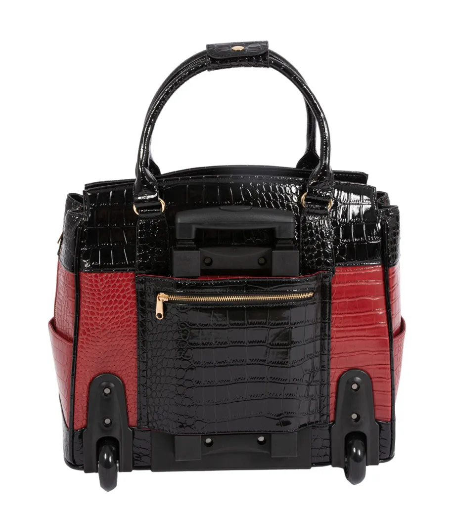 BATON ROUGE Red & Black Alligator Computer Rolling Bag