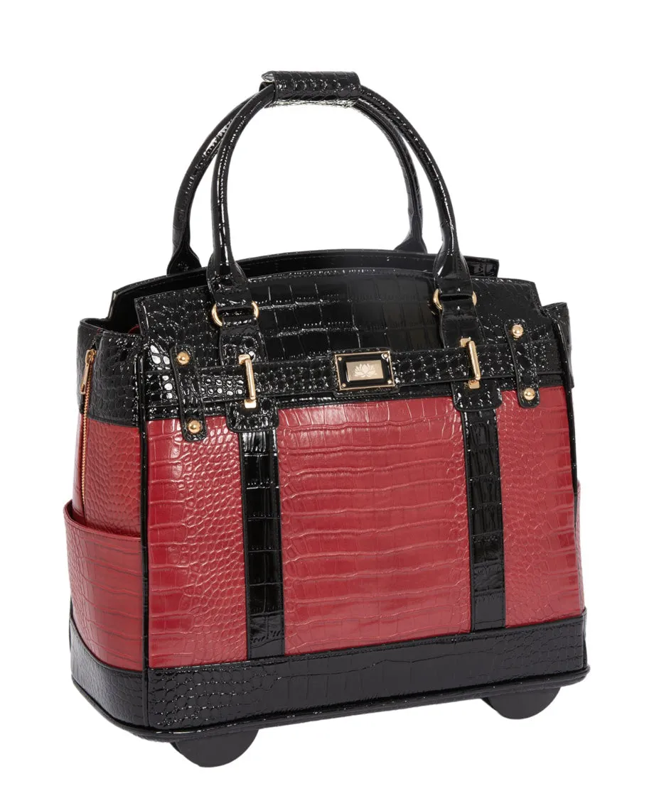 BATON ROUGE Red & Black Alligator Computer Rolling Bag