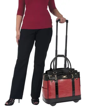 BATON ROUGE Red & Black Alligator Computer Rolling Bag