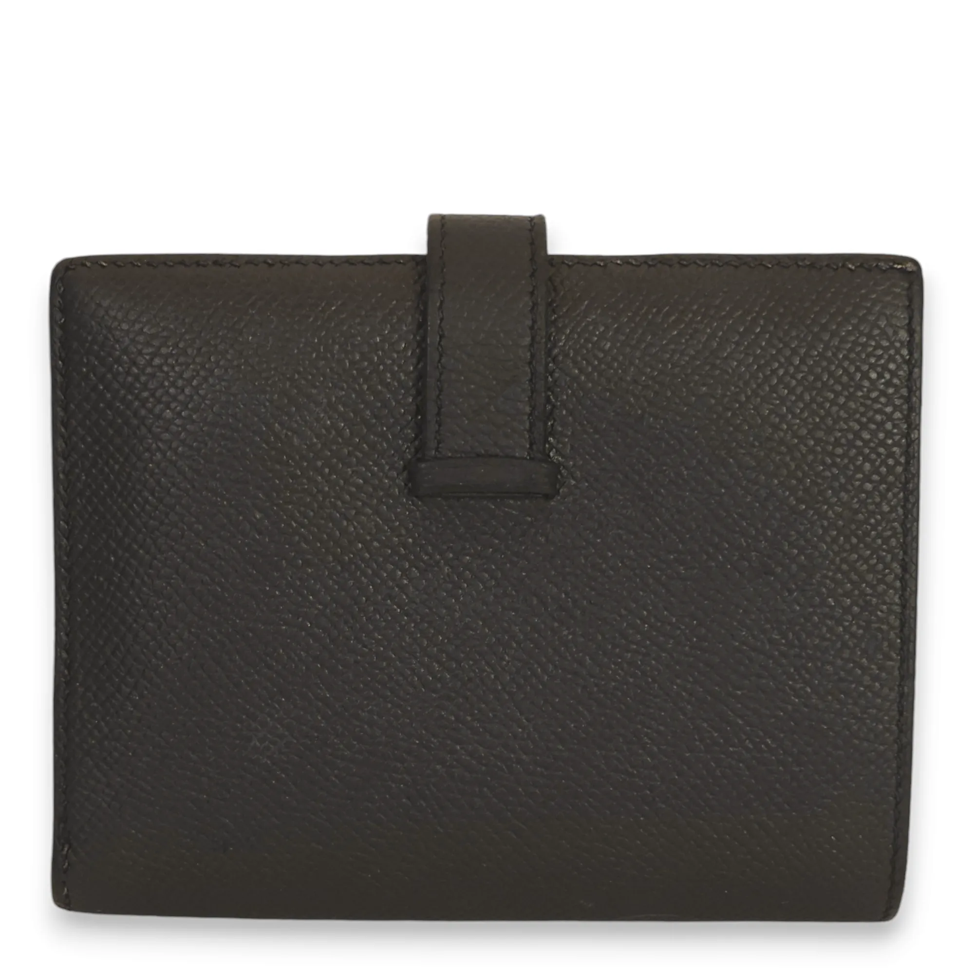 Bearn Compact Black Wallet in Epsom, Rose Gold hardware