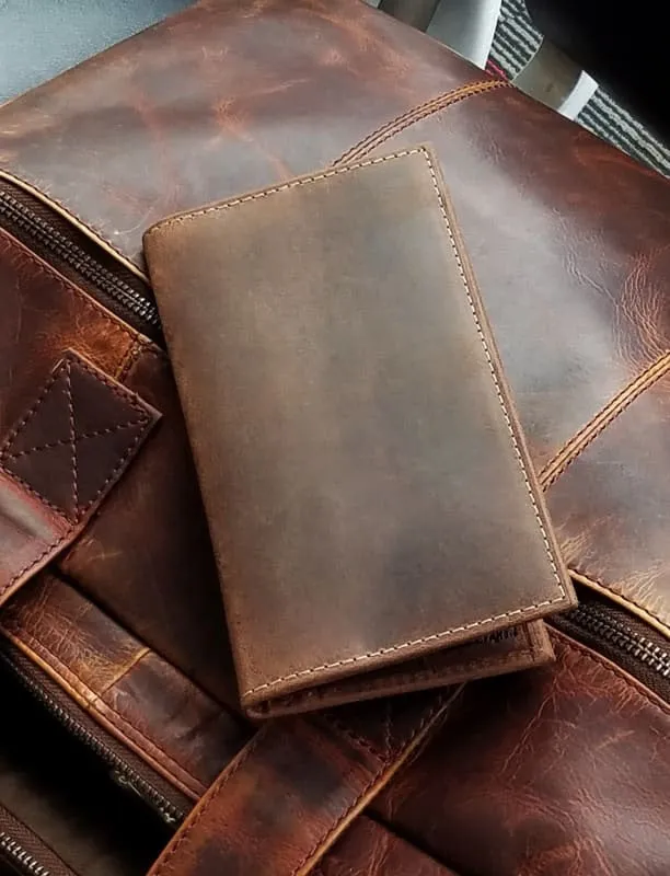 Best Long Wallet Billfold - Leather Travel Wallet Men's 9 Card Slots - Best Travel Wallet Mens Long Billfold Wallet Pocket - Bayfield Bags