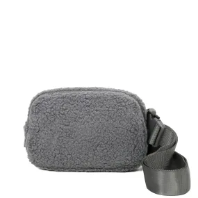 Billie's Fuzzy Faux Fur Nylon Bum Fanny Bag - Grey