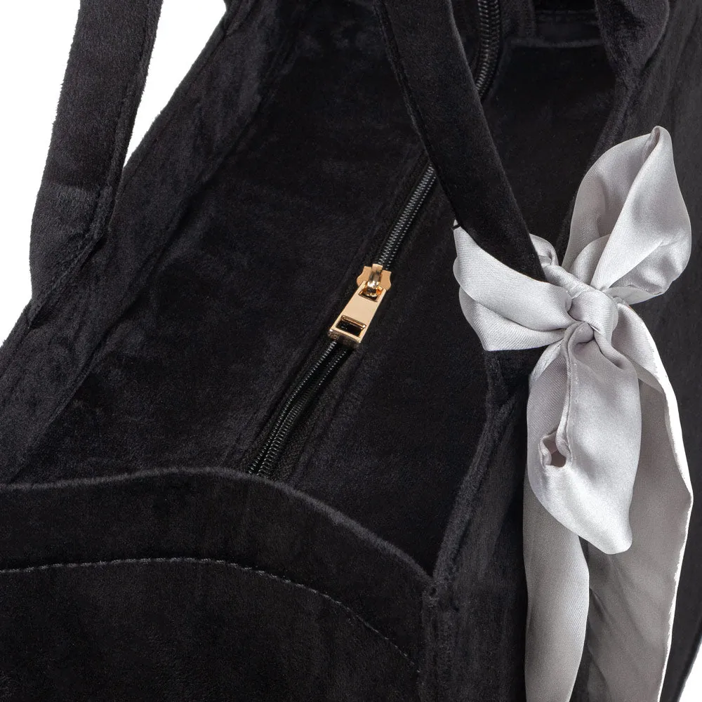 Black Knotted Velvet Tote Bag – Elegant & Eco-Friendly Handbag