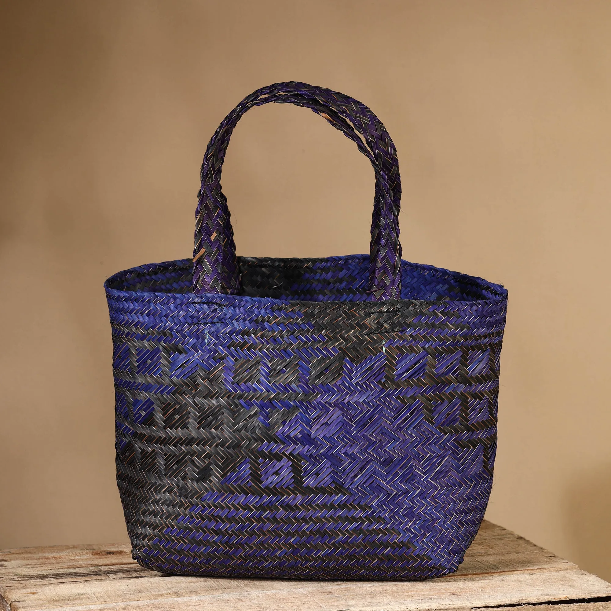 Blue - Handmade Water Hyacinth Shoulder Bag from Assam