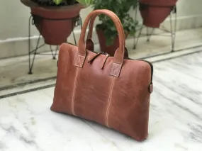 Brown Genuine Leather Laptop Bag