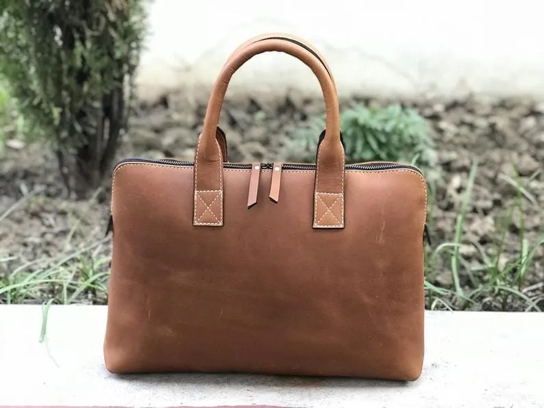 Brown Genuine Leather Laptop Bag