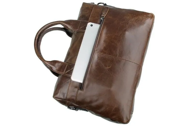 Brown Leather Crossbody Laptop Bag