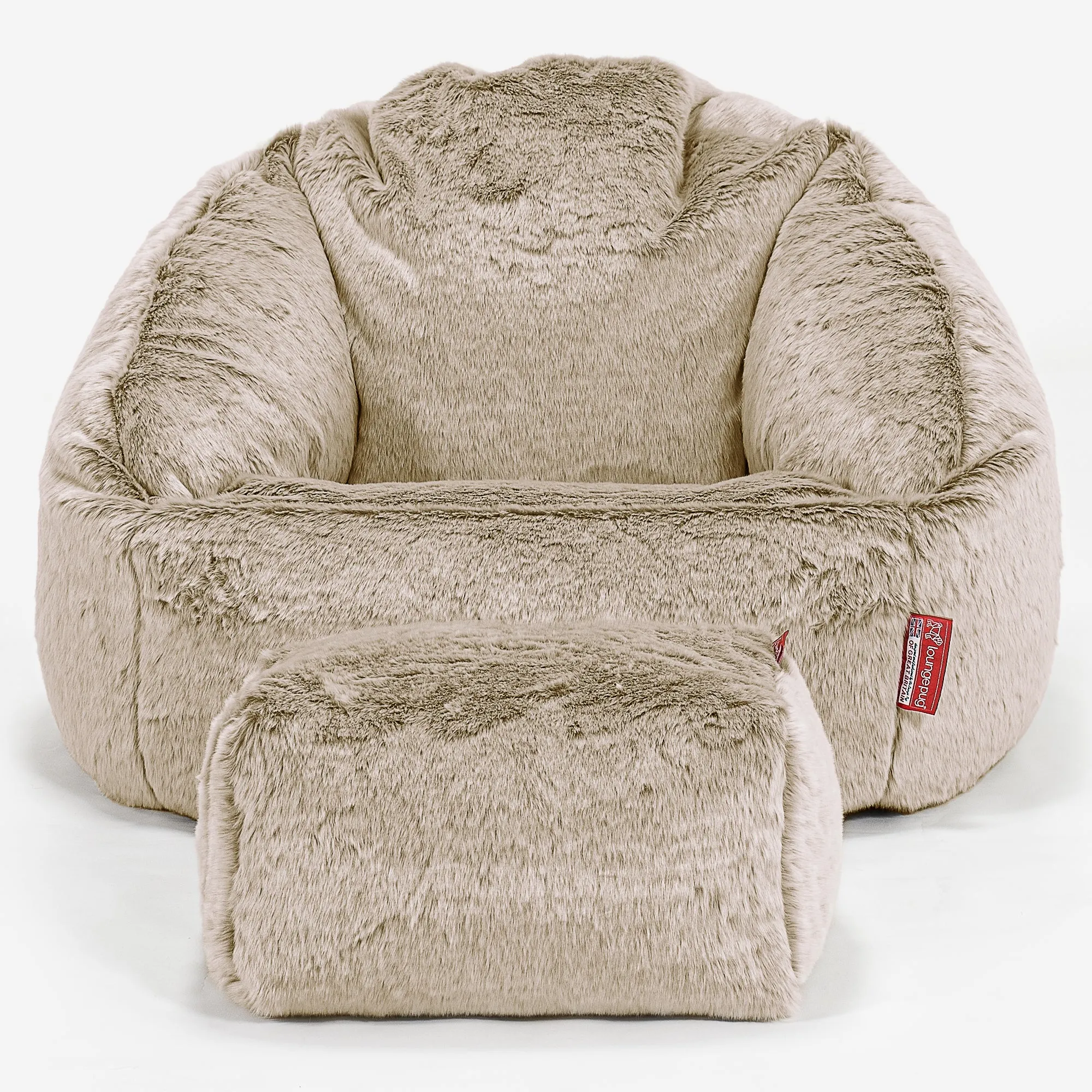 Bubble Bean Bag Chair - Fluffy Faux Fur Rabbit Golden Brown