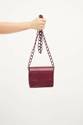 Burgundy Embossed Chain Bag