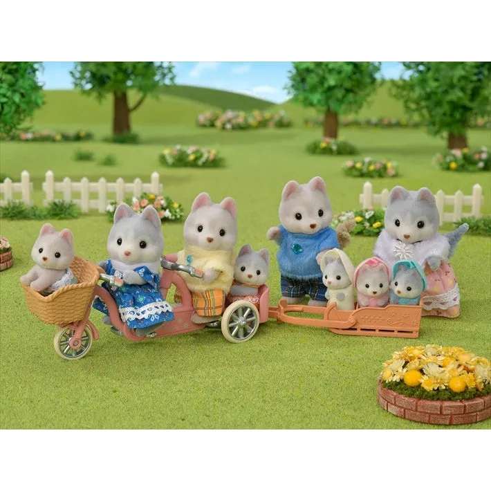 Calico Critters cycling set - husky sister & brother