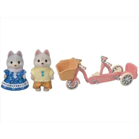 Calico Critters cycling set - husky sister & brother