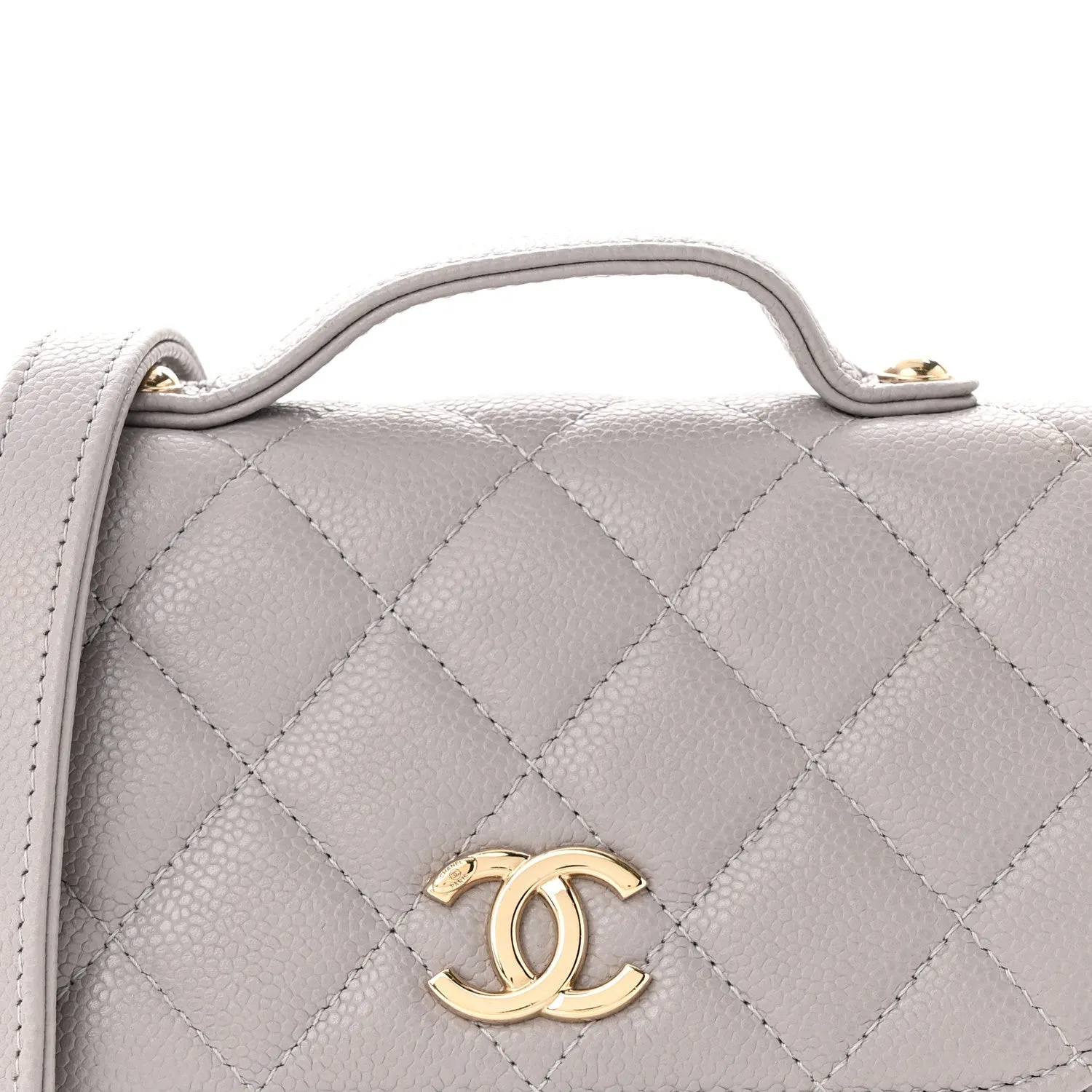 Caviar Quilted Mini Business Affinity Flap Grey