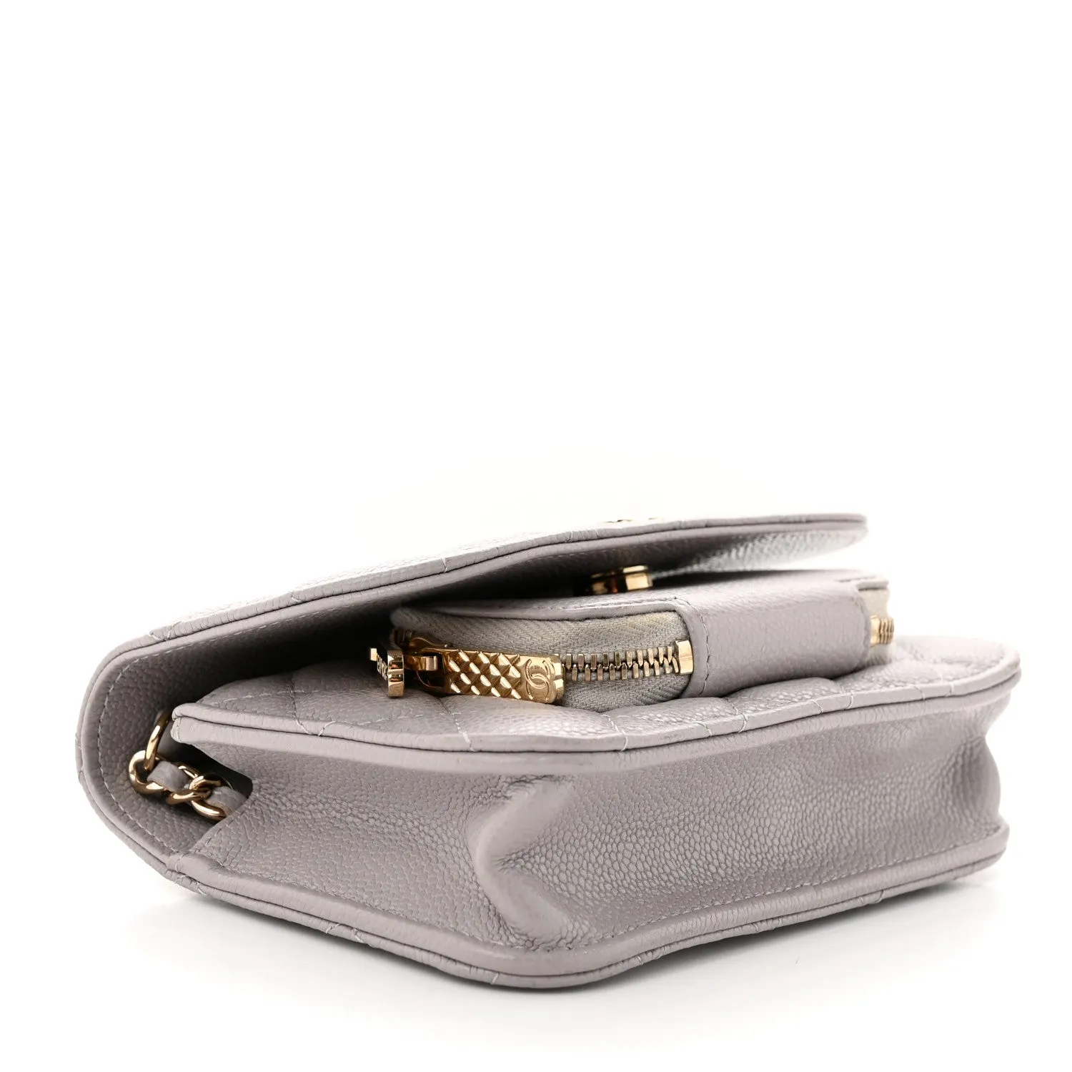 Caviar Quilted Mini Business Affinity Flap Grey