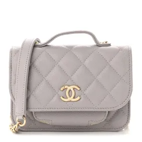 Caviar Quilted Mini Business Affinity Flap Grey