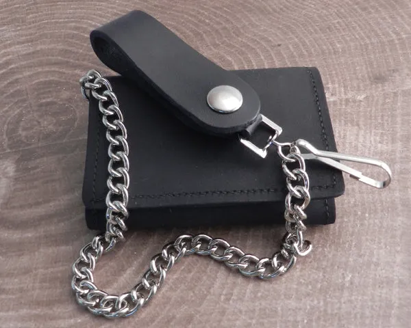 Chain Wallet Smoke Grey Trifold Leather Soft