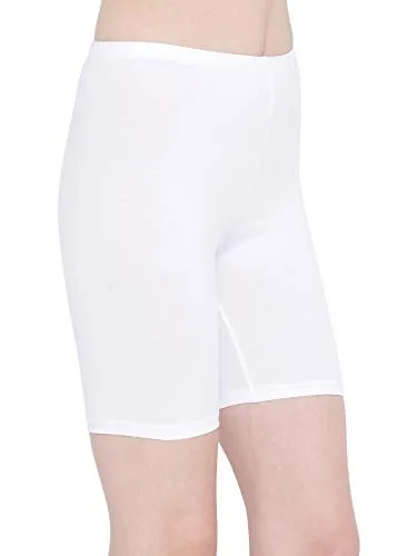 Clovia Women's Cotton Mid Waist Cycling Shorts (PN3352P18_White_M)