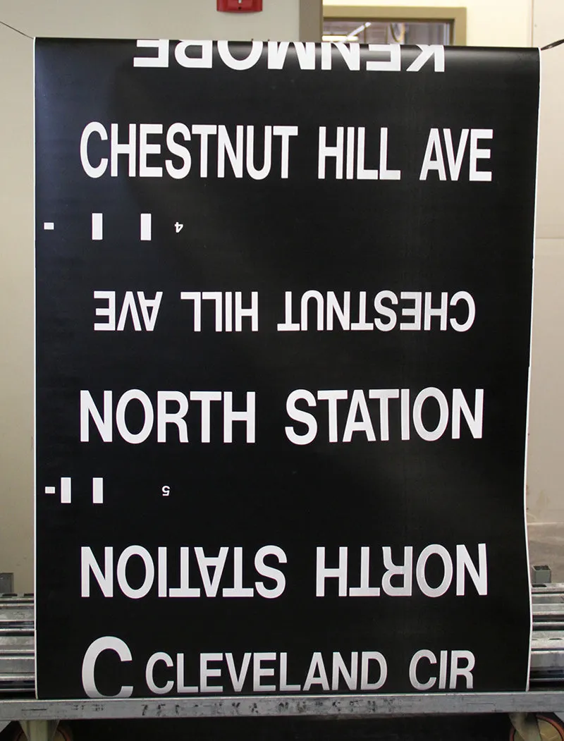 Complete MBTA Green Line Type 7 LRV Side Destination Roll Sign Curtain (AH-6624-1)