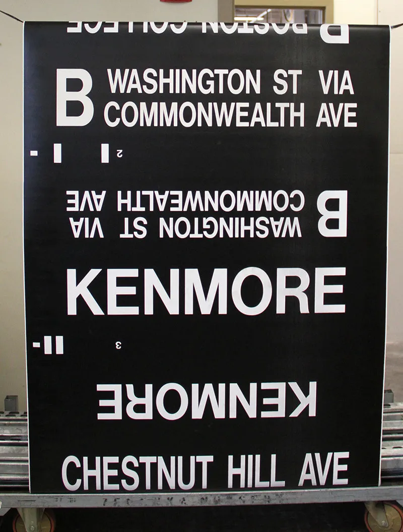 Complete MBTA Green Line Type 7 LRV Side Destination Roll Sign Curtain (AH-6624-1)