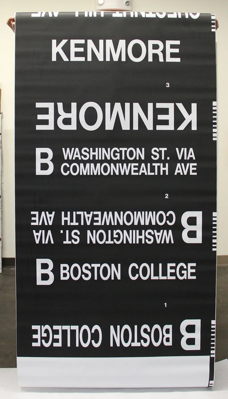 Complete MBTA Green Line Type 7 LRV Side Destination Roll Sign Curtain (AH-6624-2)