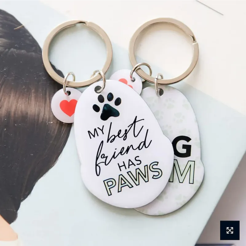 Crazy Cat Lady, Cat Mum, Best Friend Has Paws Enamel Heart Keyring Bag Charm