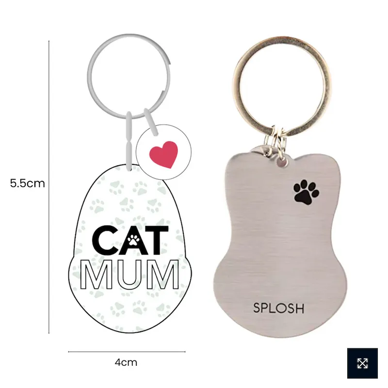 Crazy Cat Lady, Cat Mum, Best Friend Has Paws Enamel Heart Keyring Bag Charm