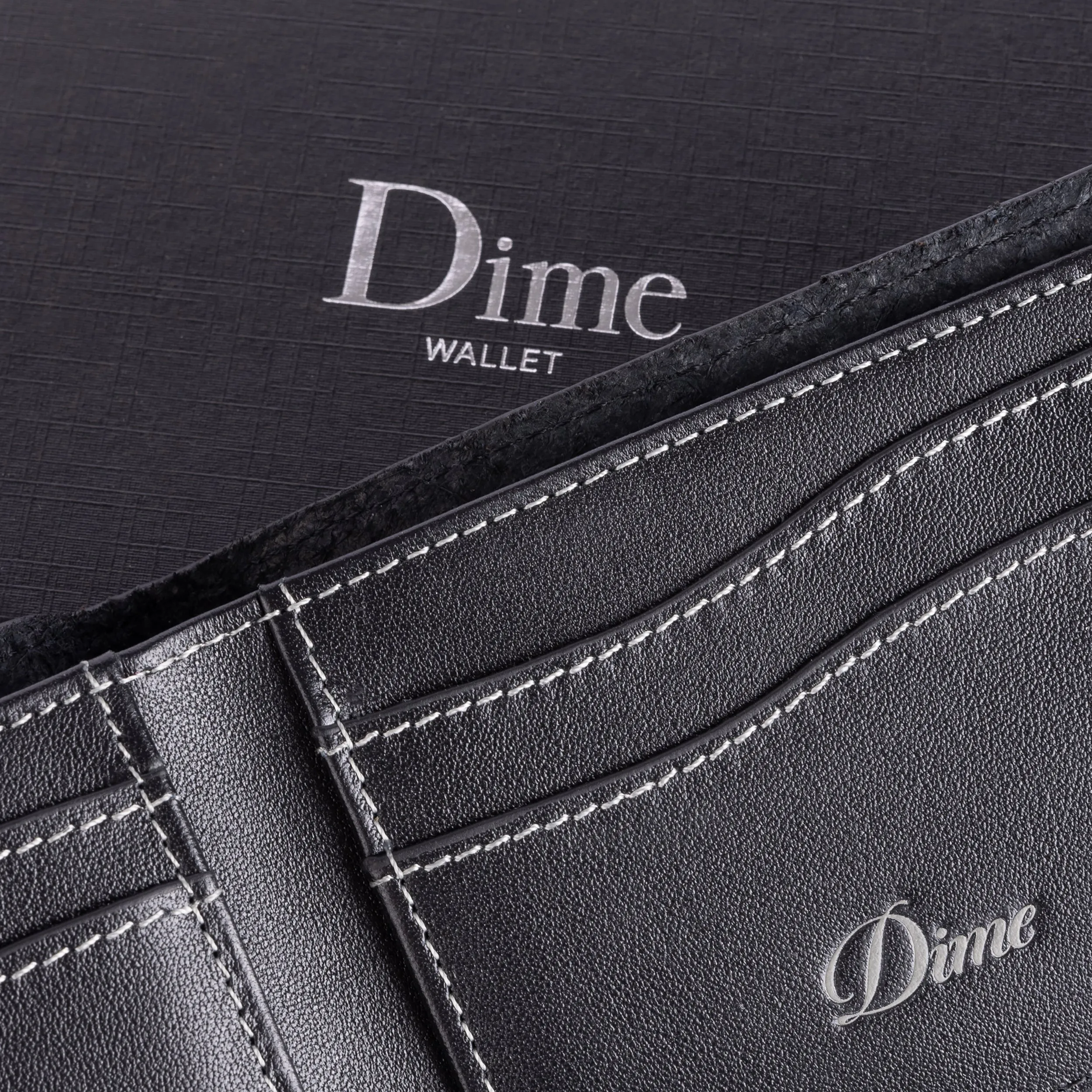 Cursive Bifold Wallet, Black Leather