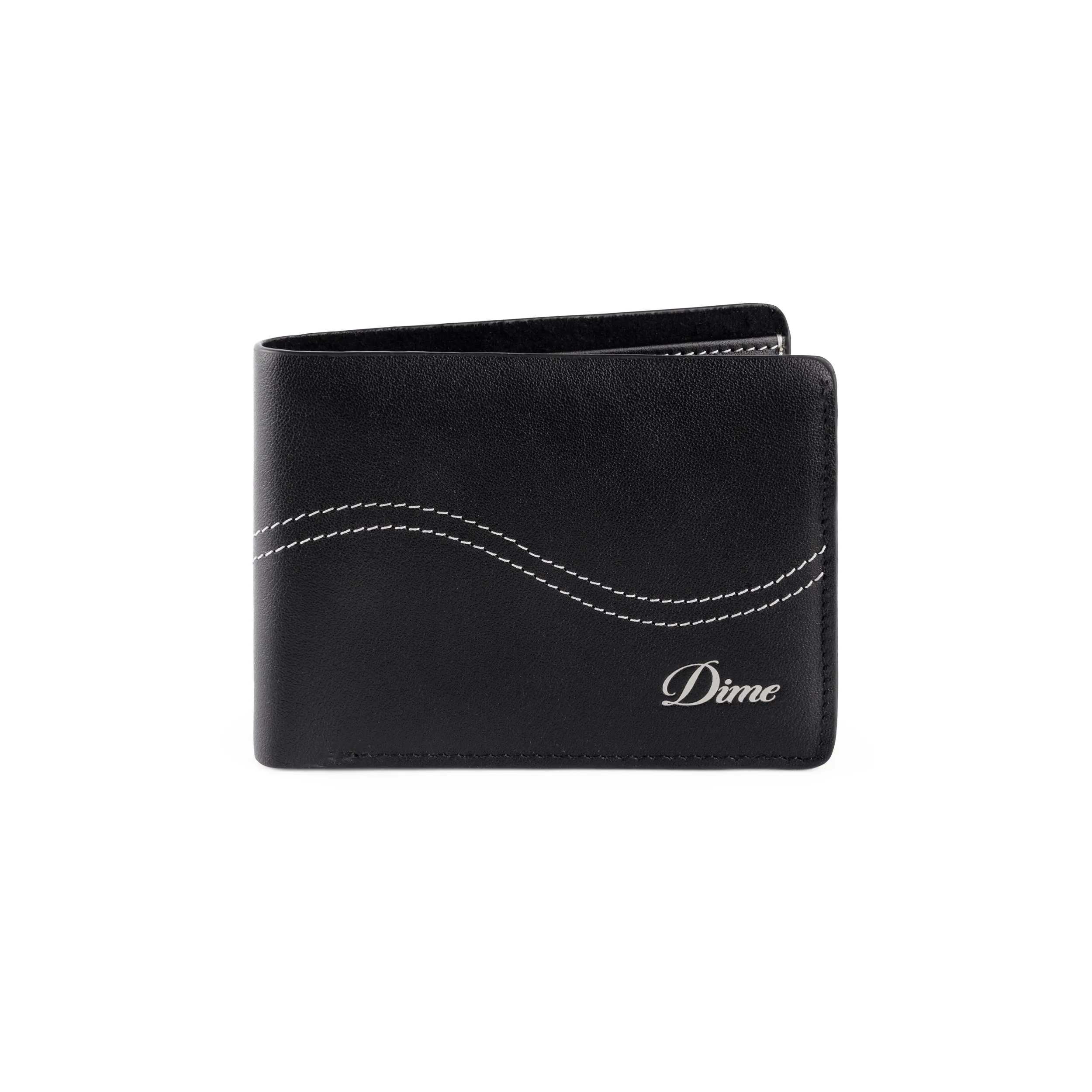 Cursive Bifold Wallet, Black Leather