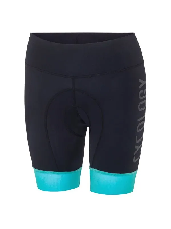 Cycology Women's Logo Cycling Shorts Black/Aqua