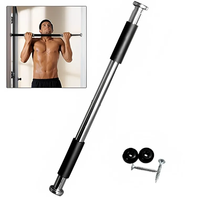 Door Gym / Pull up  Bar - Silver with Black Handle - Adjustable to 150 cm