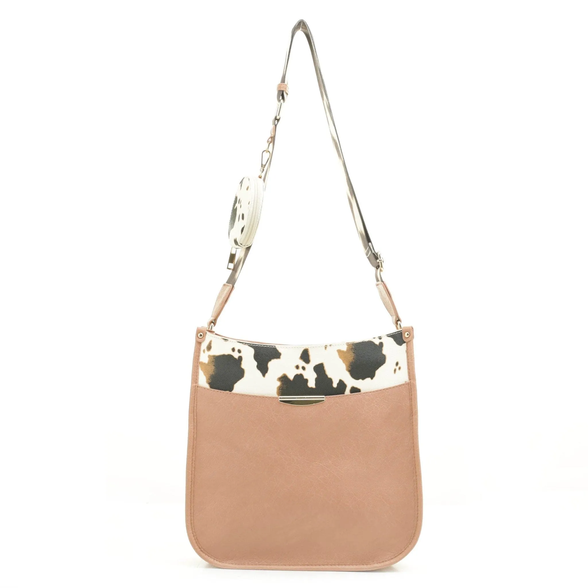 DS97160U2-6 Plain Cow Printed 2 in 1 Messenger Crossbody Bag