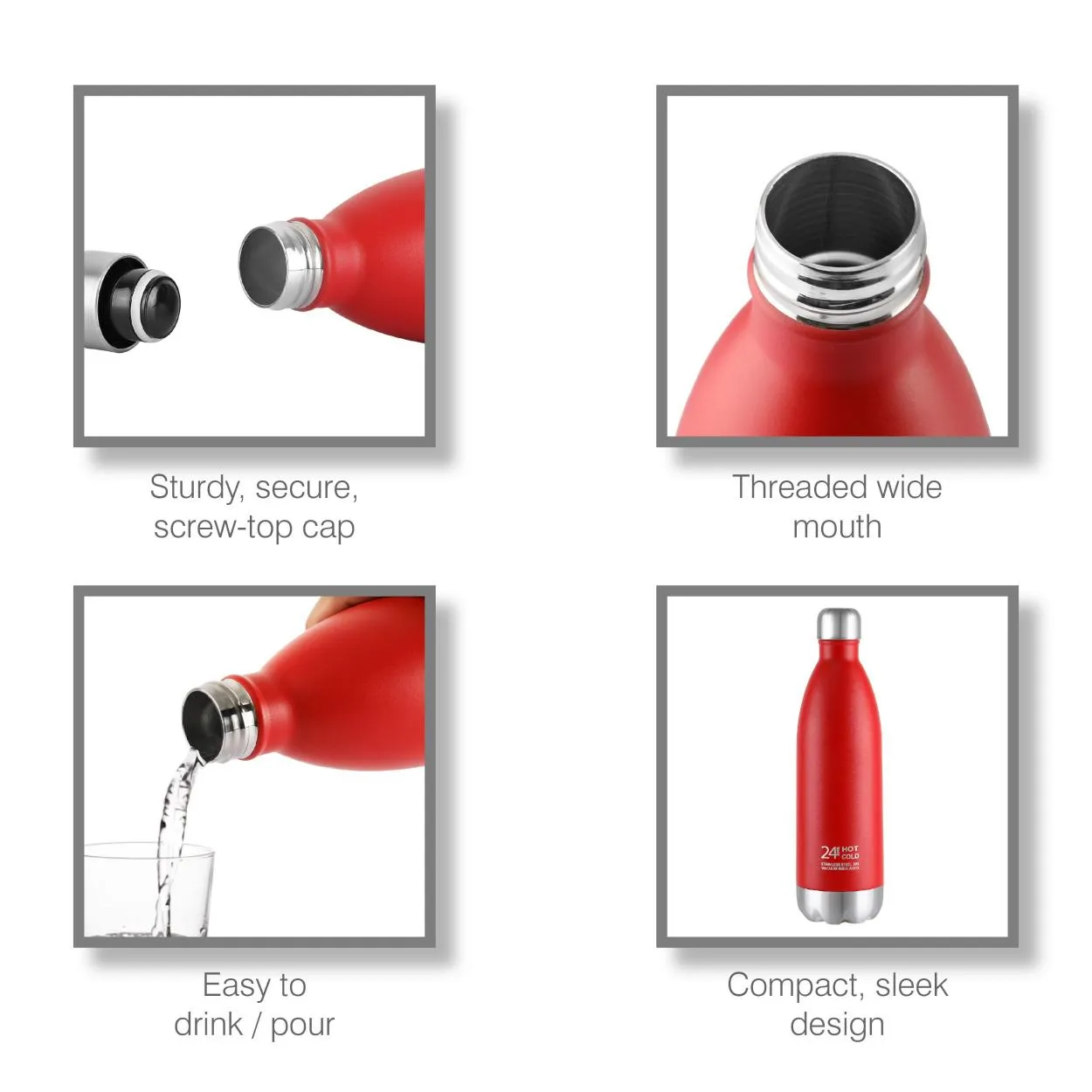 Duro Swift Flask, Vacusteel Water Bottle, 1000ml